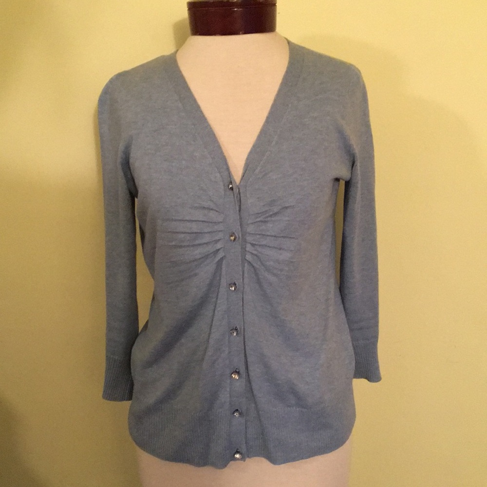 Talbots Sky Blue Cardigan with Rhinestone Buttons